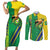 Brazil Flag Emblem Couples Matching Short Sleeve Bodycon Dress and Long Sleeve Button Shirt Toco Toucan In My Heart