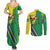 Brazil Flag Emblem Couples Matching Summer Maxi Dress and Long Sleeve Button Shirt Toco Toucan In My Heart