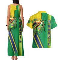 Brazil Flag Emblem Couples Matching Tank Maxi Dress and Hawaiian Shirt Toco Toucan In My Heart