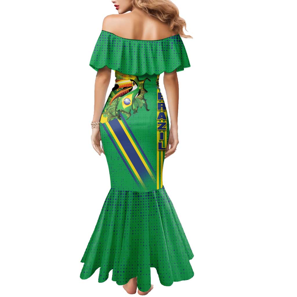Brazil Flag Emblem Family Matching Mermaid Dress and Hawaiian Shirt Toco Toucan In My Heart