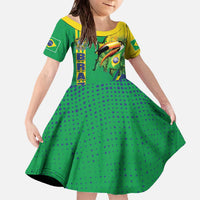 Brazil Flag Emblem Family Matching Off The Shoulder Long Sleeve Dress and Hawaiian Shirt Toco Toucan In My Heart