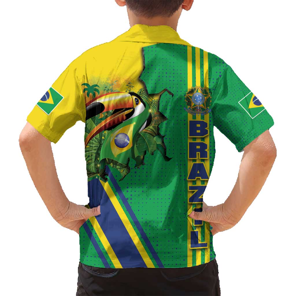 Brazil Flag Emblem Family Matching Puletasi and Hawaiian Shirt Toco Toucan In My Heart
