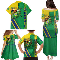 Brazil Flag Emblem Family Matching Puletasi and Hawaiian Shirt Toco Toucan In My Heart