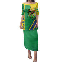 Brazil Flag Emblem Family Matching Puletasi and Hawaiian Shirt Toco Toucan In My Heart