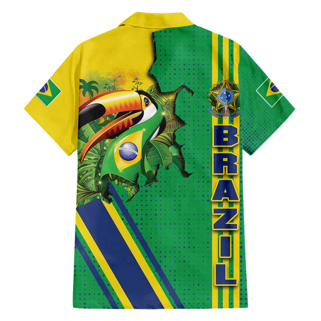 Brazil Flag Emblem Family Matching Short Sleeve Bodycon Dress and Hawaiian Shirt Toco Toucan In My Heart