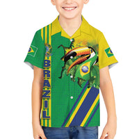 Brazil Flag Emblem Family Matching Short Sleeve Bodycon Dress and Hawaiian Shirt Toco Toucan In My Heart