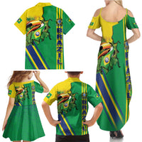 Brazil Flag Emblem Family Matching Summer Maxi Dress and Hawaiian Shirt Toco Toucan In My Heart
