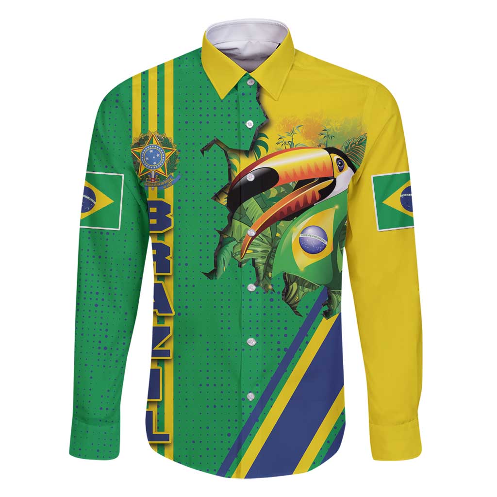 Brazil Flag Emblem Family Matching Summer Maxi Dress and Hawaiian Shirt Toco Toucan In My Heart