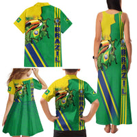 Brazil Flag Emblem Family Matching Tank Maxi Dress and Hawaiian Shirt Toco Toucan In My Heart