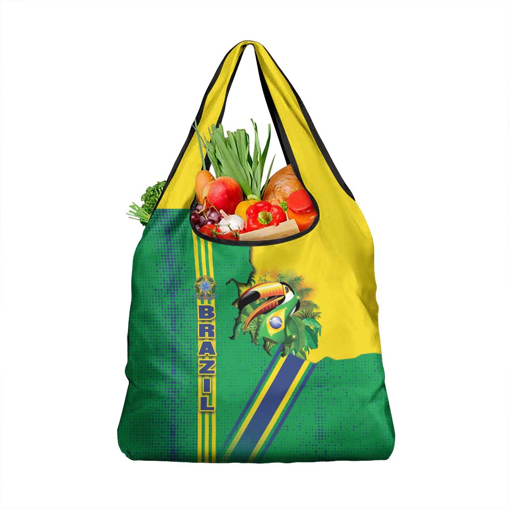 Brazil Flag Emblem Grocery Bag Toco Toucan In My Heart