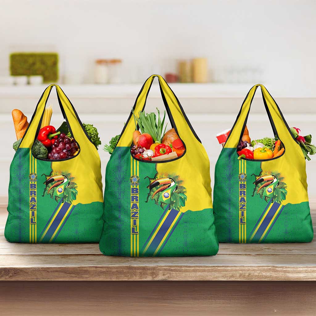 Brazil Flag Emblem Grocery Bag Toco Toucan In My Heart