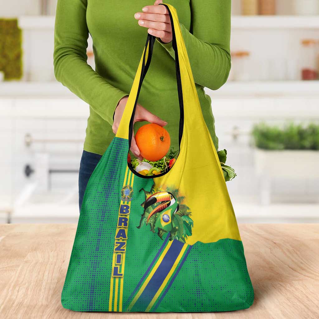 Brazil Flag Emblem Grocery Bag Toco Toucan In My Heart