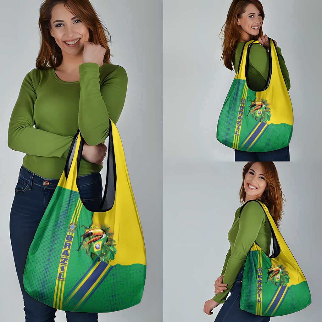 Brazil Flag Emblem Grocery Bag Toco Toucan In My Heart