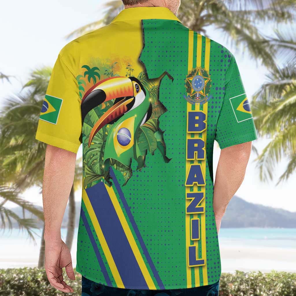 Brazil Flag Emblem Hawaiian Shirt Toco Toucan In My Heart