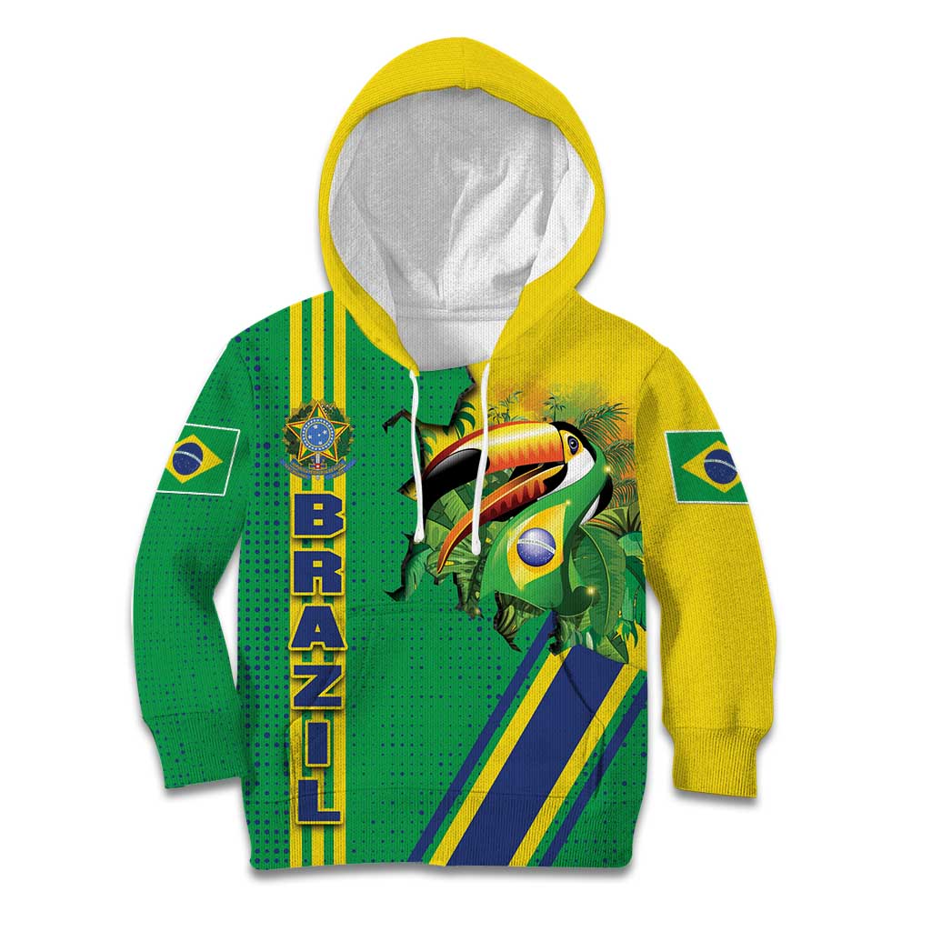 Brazil Flag Emblem Kid Hoodie Toco Toucan In My Heart