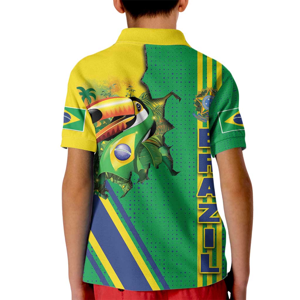 Brazil Flag Emblem Kid Polo Shirt Toco Toucan In My Heart
