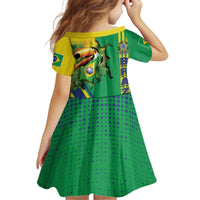 Brazil Flag Emblem Kid Short Sleeve Dress Toco Toucan In My Heart