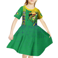 Brazil Flag Emblem Kid Short Sleeve Dress Toco Toucan In My Heart