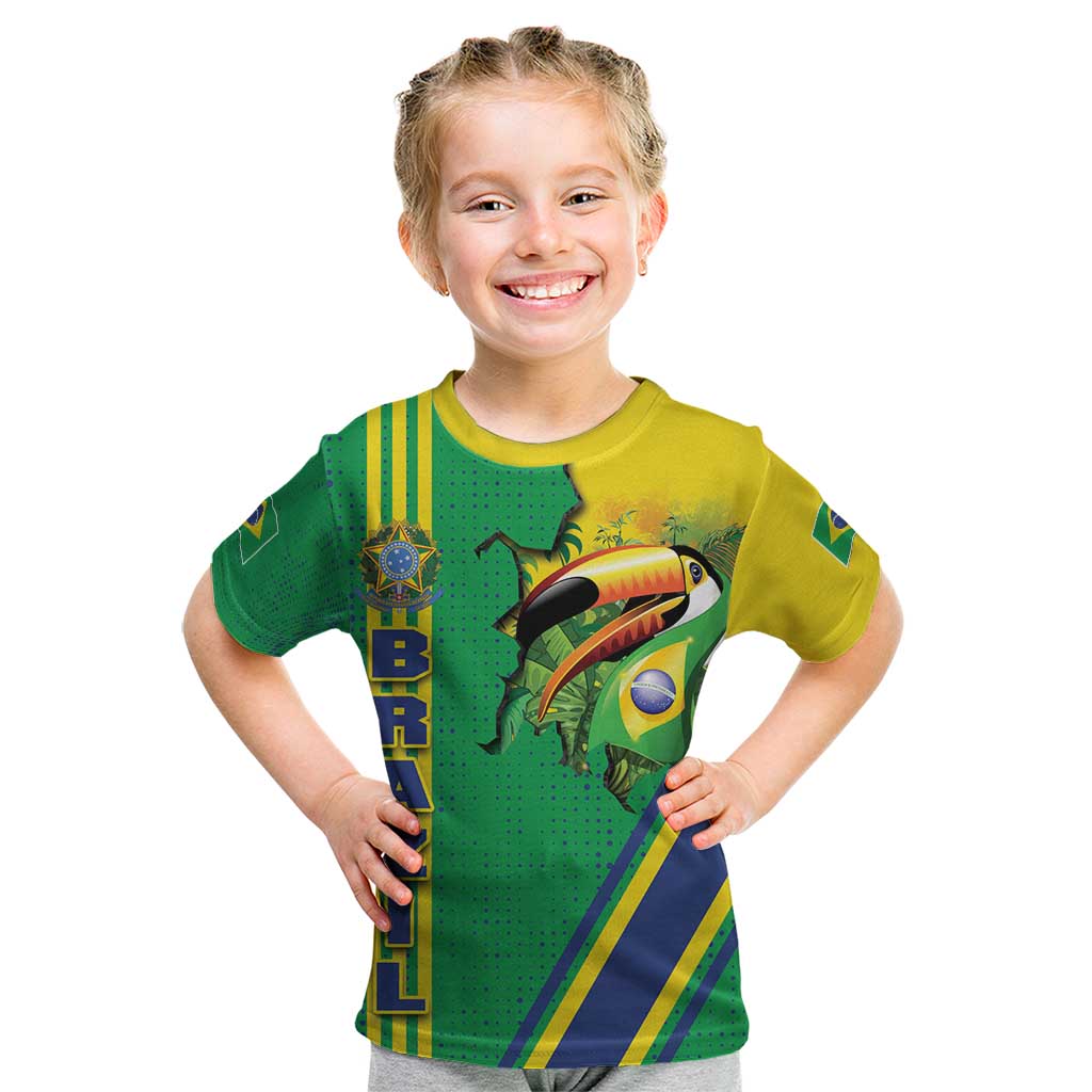 Brazil Flag Emblem Kid T Shirt Toco Toucan In My Heart