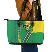 Brazil Flag Emblem Leather Tote Bag Toco Toucan In My Heart