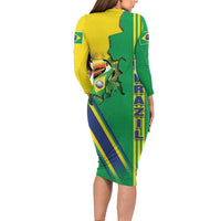 Brazil Flag Emblem Long Sleeve Bodycon Dress Toco Toucan In My Heart