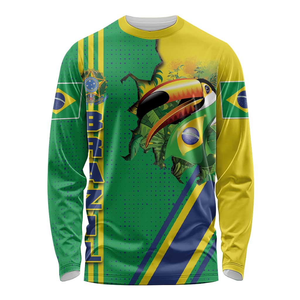 Brazil Flag Emblem Long Sleeve Shirt Toco Toucan In My Heart