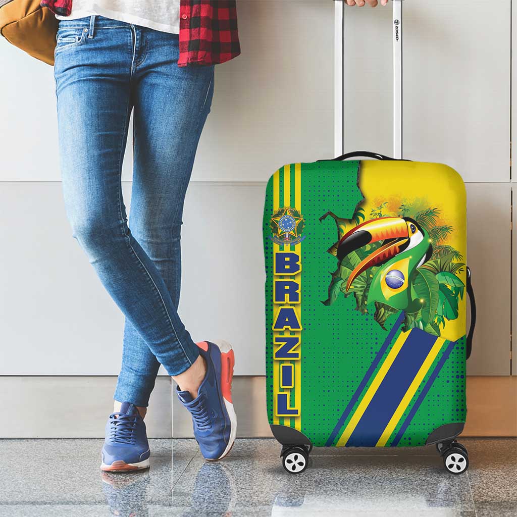 Brazil Flag Emblem Luggage Cover Toco Toucan In My Heart