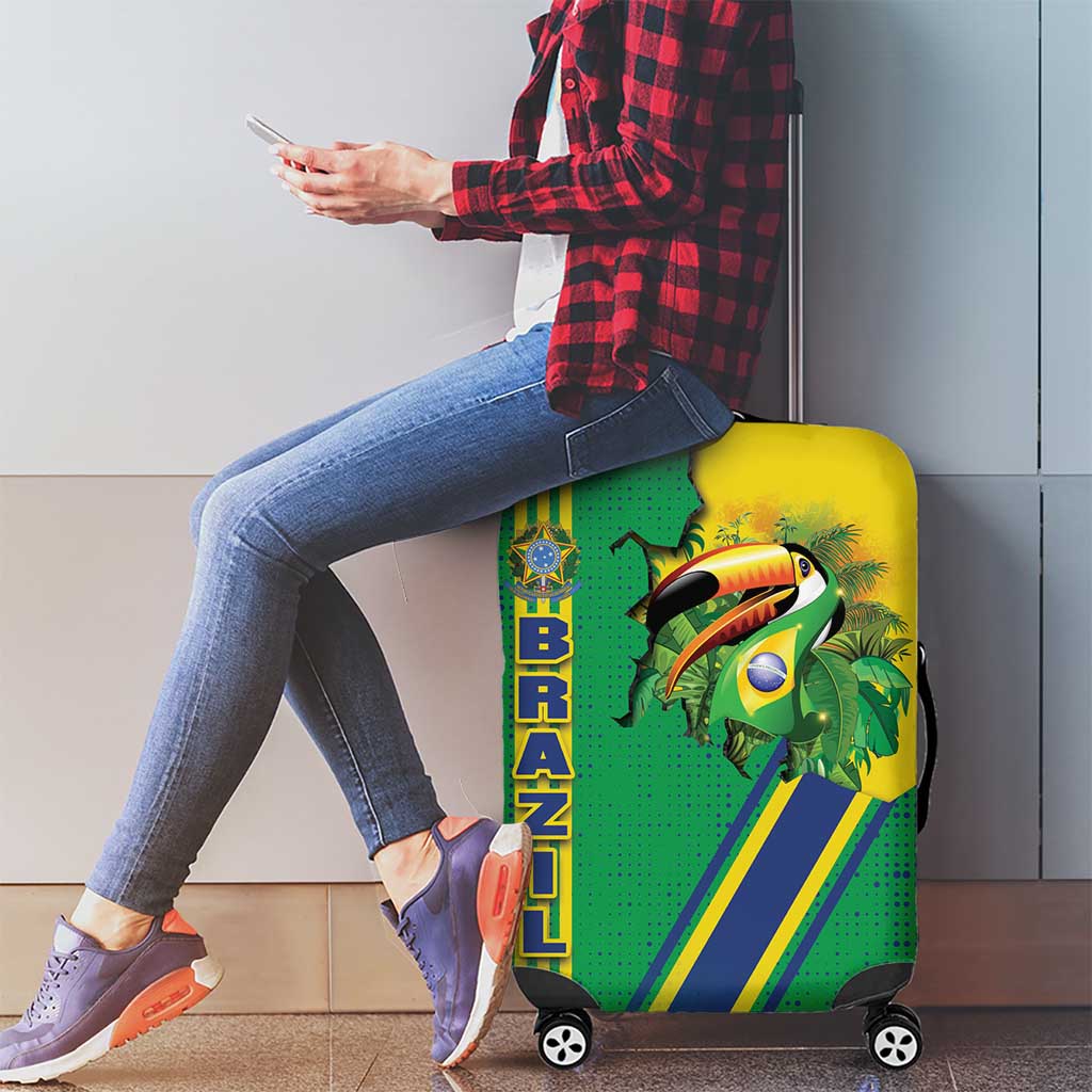Brazil Flag Emblem Luggage Cover Toco Toucan In My Heart