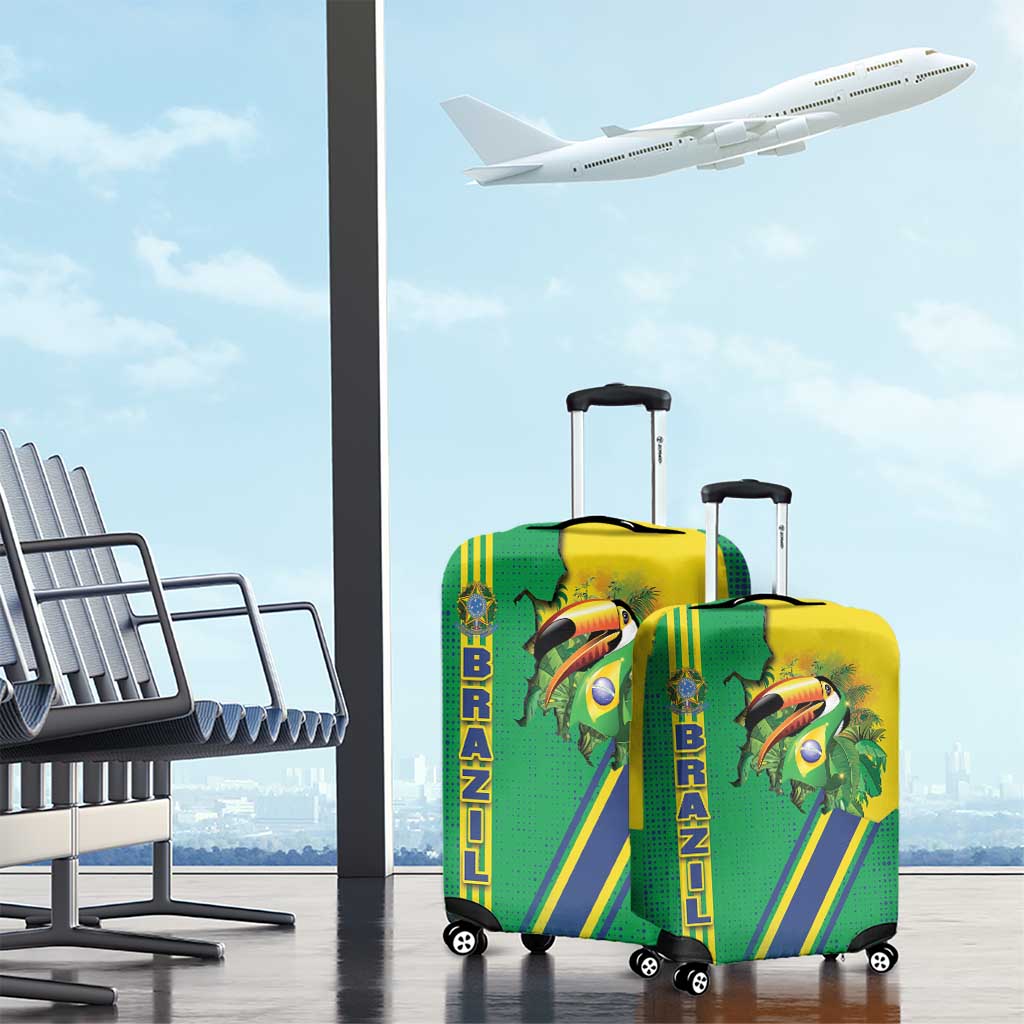 Brazil Flag Emblem Luggage Cover Toco Toucan In My Heart