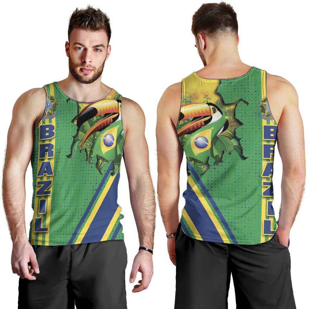 Brazil Flag Emblem Men Tank Top Toco Toucan In My Heart