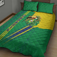 Brazil Flag Emblem Quilt Bed Set Toco Toucan In My Heart
