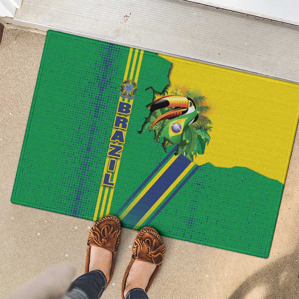 Brazil Flag Emblem Rubber Doormat Toco Toucan In My Heart