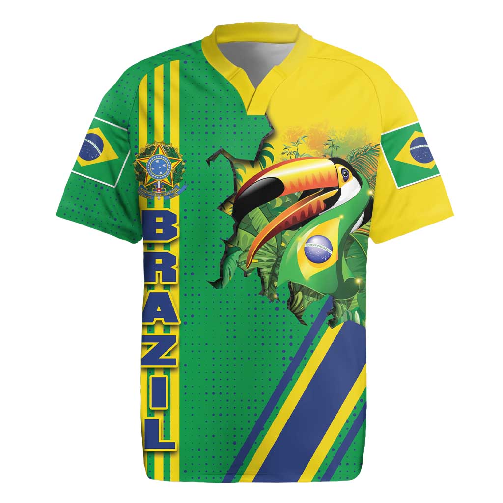 Brazil Flag Emblem Rugby Jersey Toco Toucan In My Heart