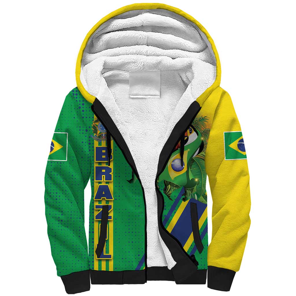 Brazil Flag Emblem Sherpa Hoodie Toco Toucan In My Heart