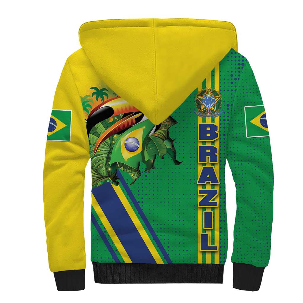 Brazil Flag Emblem Sherpa Hoodie Toco Toucan In My Heart