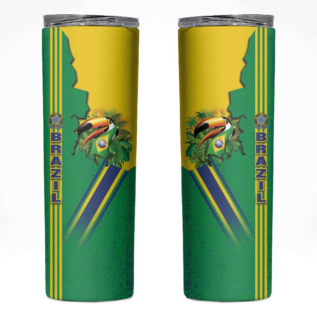 Brazil Flag Emblem Skinny Tumbler Toco Toucan In My Heart