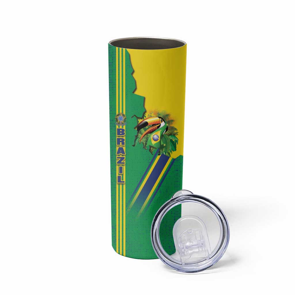 Brazil Flag Emblem Skinny Tumbler Toco Toucan In My Heart