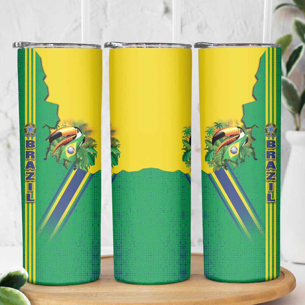 Brazil Flag Emblem Skinny Tumbler Toco Toucan In My Heart