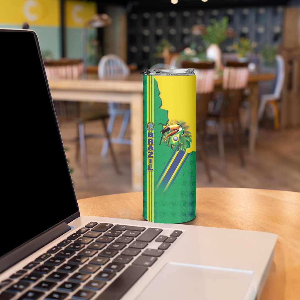 Brazil Flag Emblem Skinny Tumbler Toco Toucan In My Heart