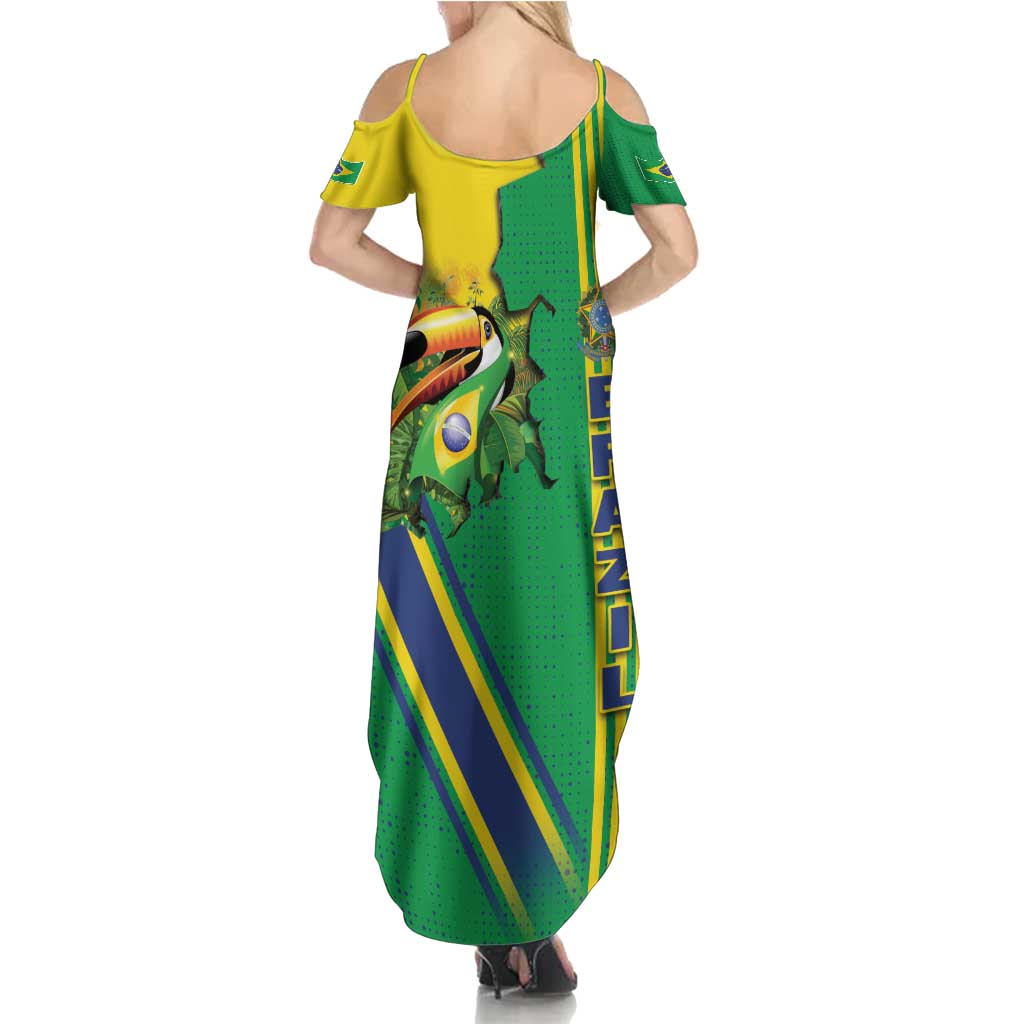 Brazil Flag Emblem Summer Maxi Dress Toco Toucan In My Heart