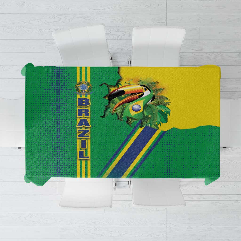 Brazil Flag Emblem Tablecloth Toco Toucan In My Heart