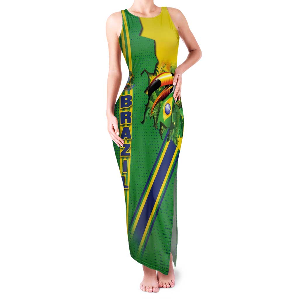 Brazil Flag Emblem Tank Maxi Dress Toco Toucan In My Heart