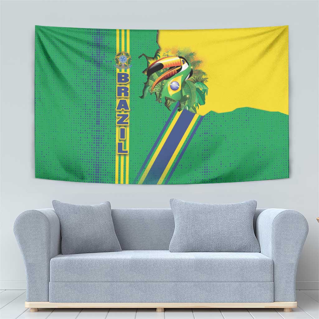 Brazil Flag Emblem Tapestry Toco Toucan In My Heart