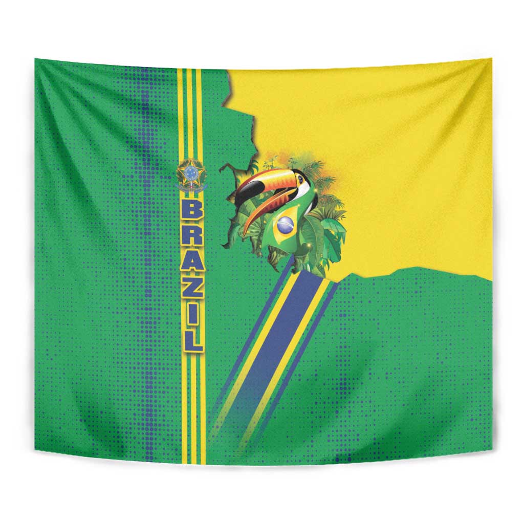 Brazil Flag Emblem Tapestry Toco Toucan In My Heart