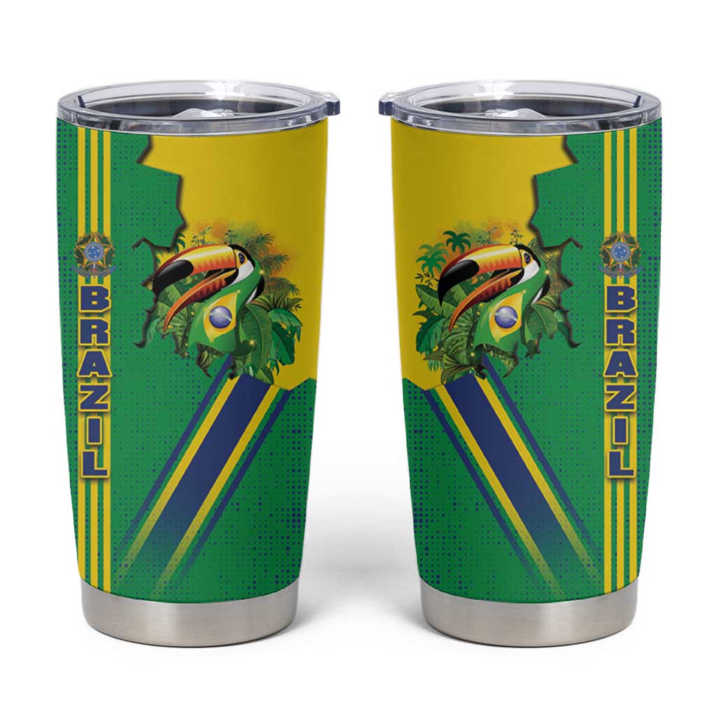 Brazil Flag Emblem Tumbler Cup Toco Toucan In My Heart