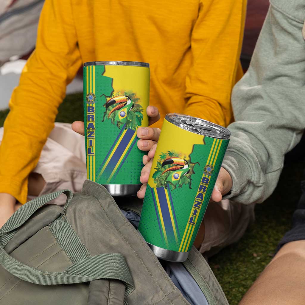 Brazil Flag Emblem Tumbler Cup Toco Toucan In My Heart