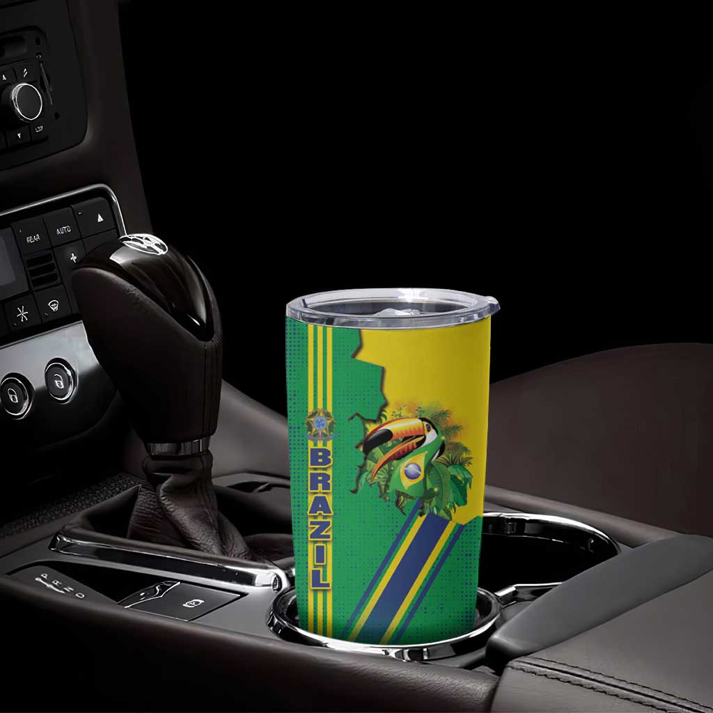 Brazil Flag Emblem Tumbler Cup Toco Toucan In My Heart