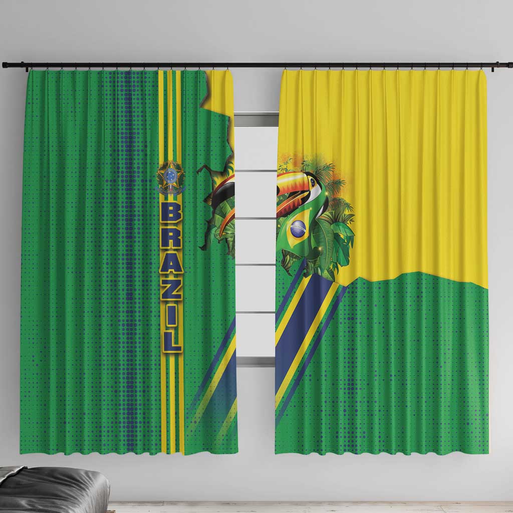 Brazil Flag Emblem Window Curtain Toco Toucan In My Heart