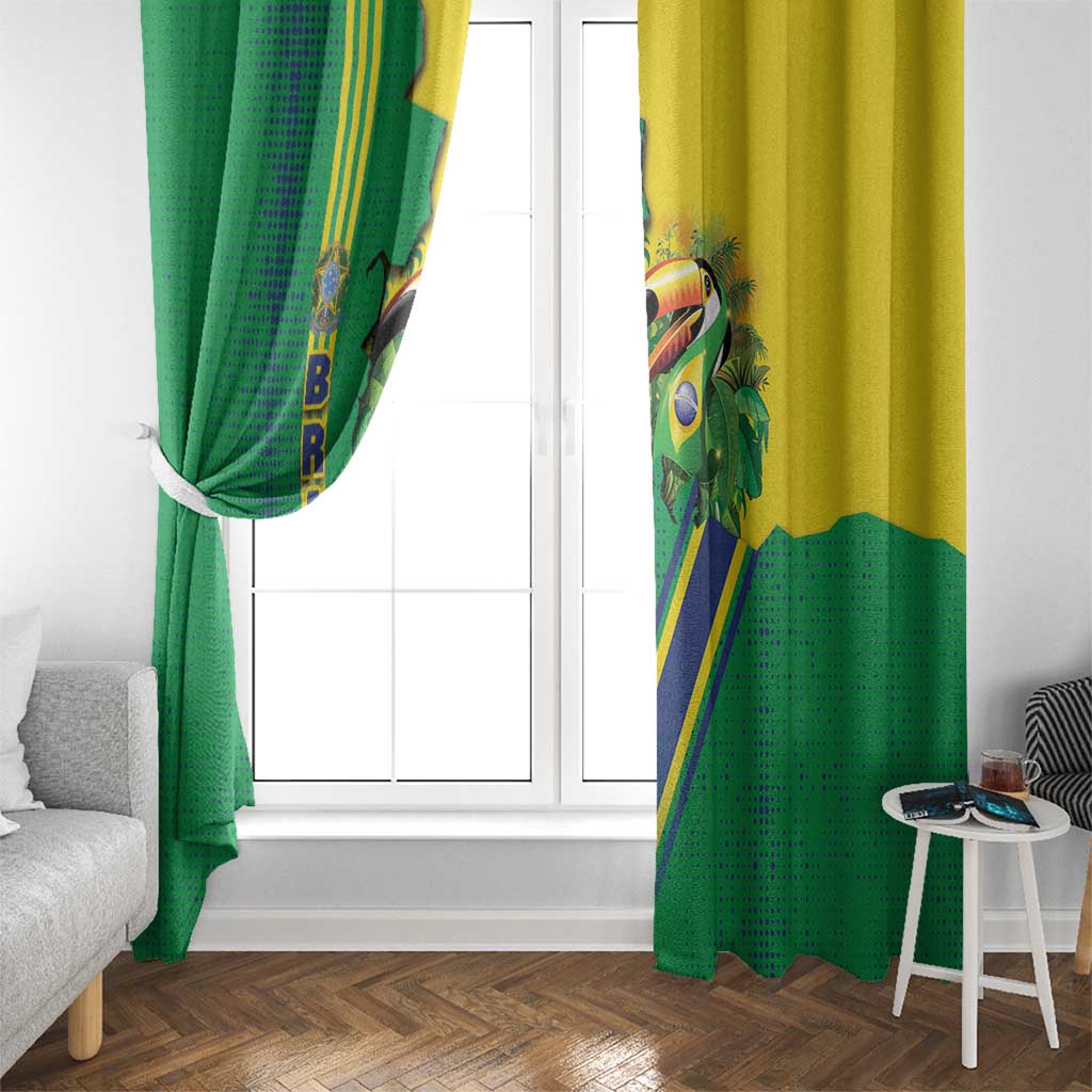 Brazil Flag Emblem Window Curtain Toco Toucan In My Heart