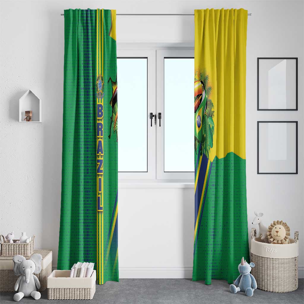 Brazil Flag Emblem Window Curtain Toco Toucan In My Heart